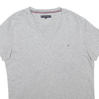 TOMMY HILFIGER Womens Grey V-Neck Short Sleeve T-Shirt XL Modern Cotton Blend