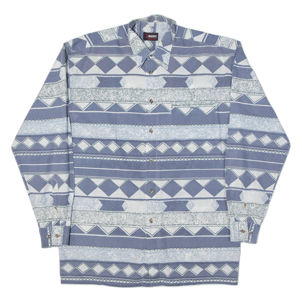 XANDRO Mens Shirt Blue Crazy Pattern Long Sleeve L