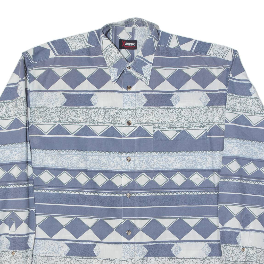XANDRO Mens Shirt Blue Crazy Pattern Long Sleeve L
