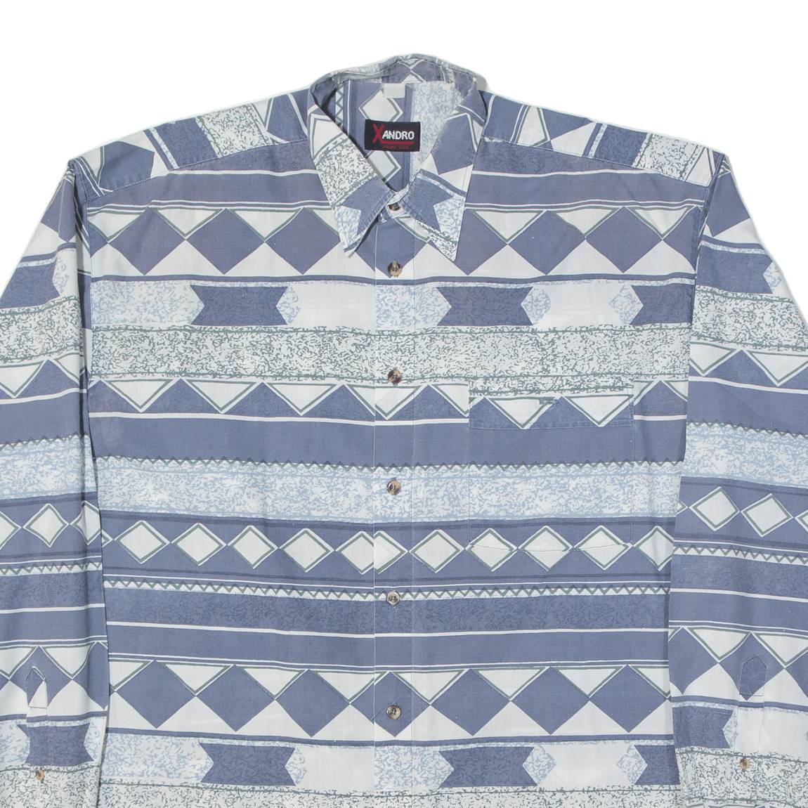 XANDRO Mens Shirt Blue Crazy Pattern Long Sleeve L