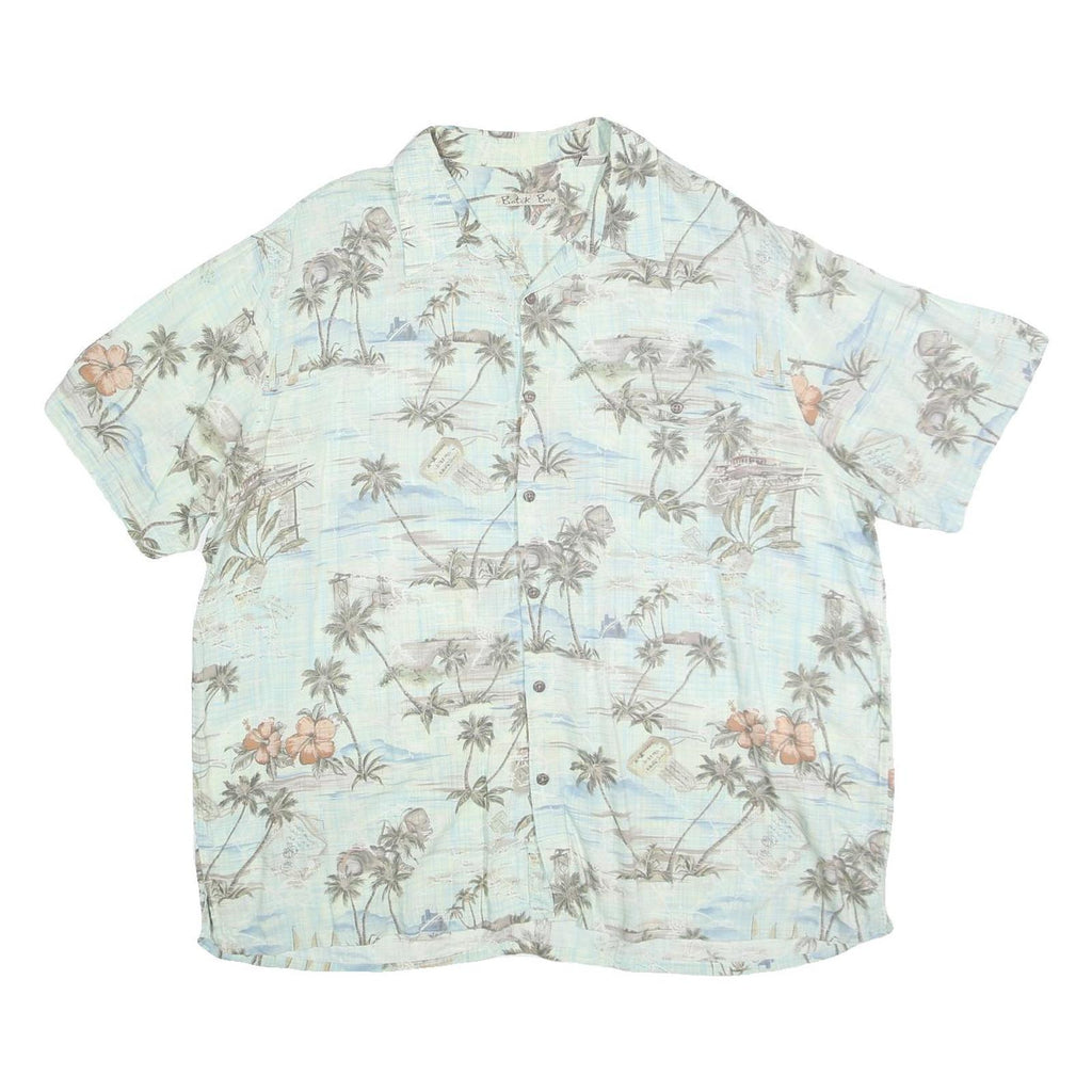 BATICK BAY Mens Blue Hawaiian Shirt 2XL Cotton Lightweight Summer Casual