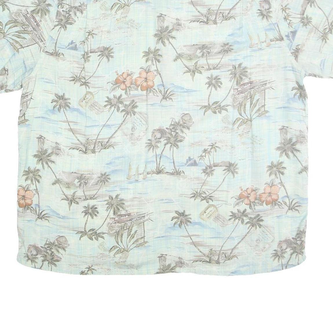 BATICK BAY Mens Blue Hawaiian Shirt 2XL Cotton Lightweight Summer Casual