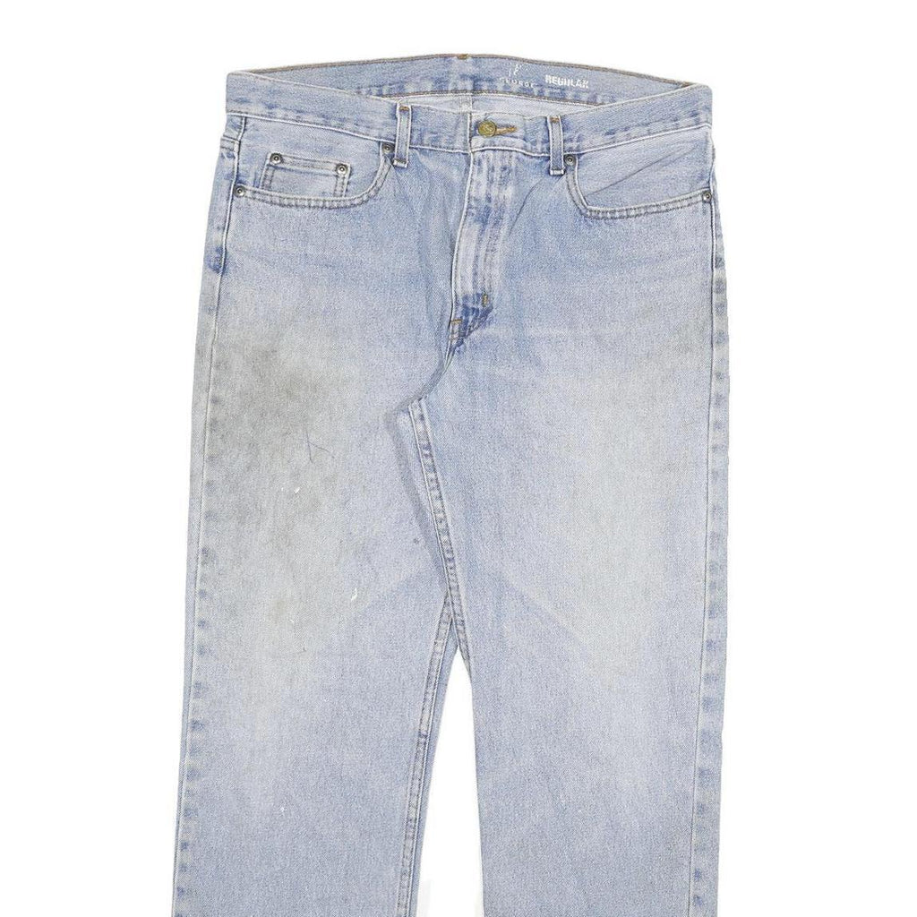 DICKIES Mens Light Blue Regular Fit Straight Denim Jeans W34 L32 Workwear Zip