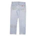 DICKIES Mens Light Blue Regular Fit Straight Denim Jeans W34 L32 Workwear Zip