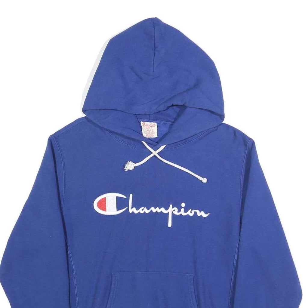 CHAMPION REVERSE WEAVE Womens Blue Pullover Hoodie L Cotton Blend Casual