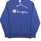 CHAMPION REVERSE WEAVE Womens Blue Pullover Hoodie L Cotton Blend Casual