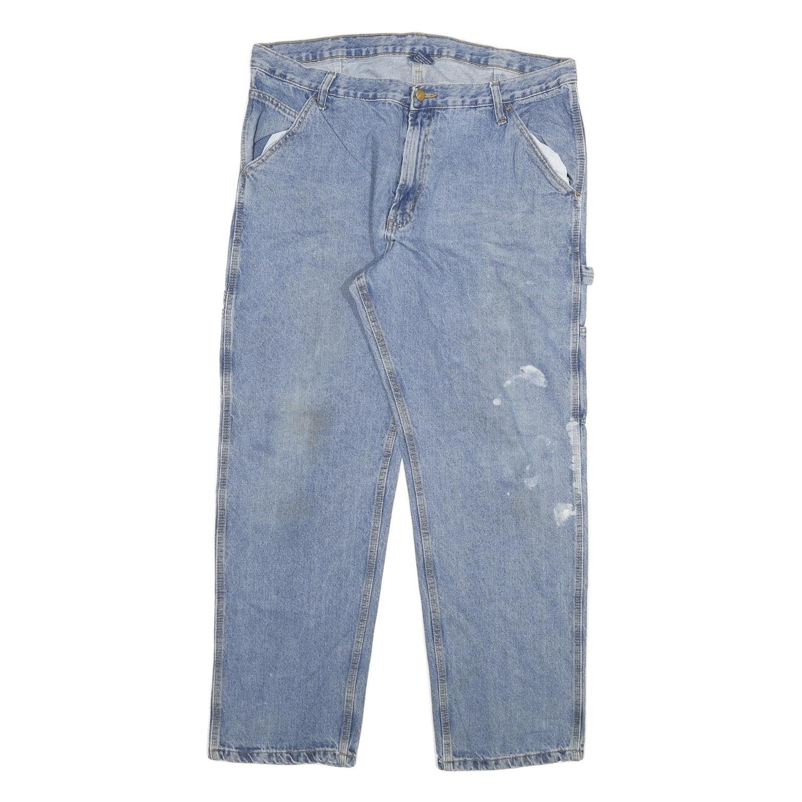 CARHARTT Mens Jeans Blue Regular Straight Denim Rinse W38 L32 Workwear