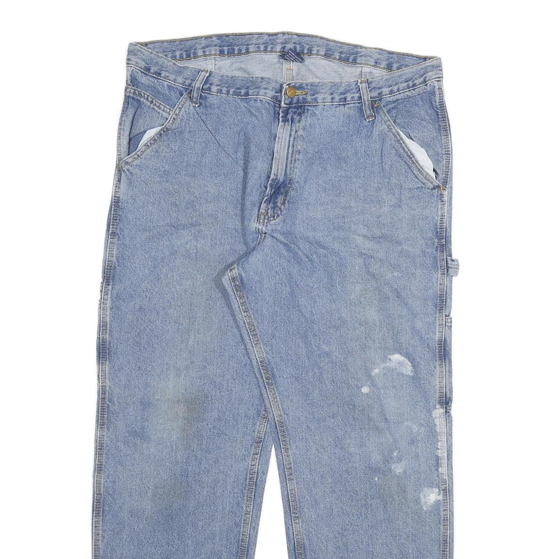 CARHARTT Mens Jeans Blue Regular Straight Denim Rinse W38 L32 Workwear