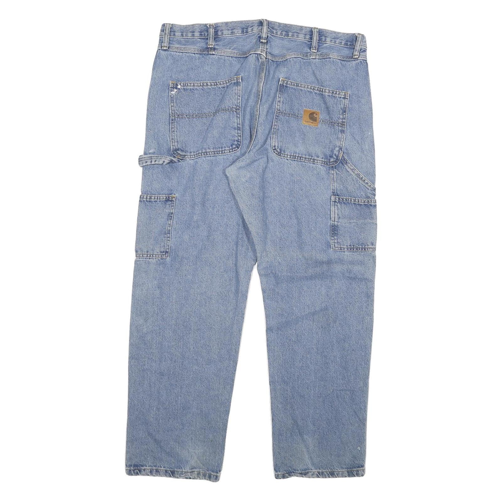 CARHARTT Mens Jeans Blue Regular Straight Denim Rinse W38 L32 Workwear