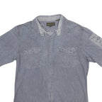 TIMBERLAND Mens Blue Shirt L Cotton Casual Short Sleeve Button Shirt