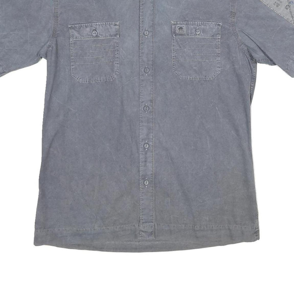 TIMBERLAND Mens Blue Shirt L Cotton Casual Short Sleeve Button Shirt