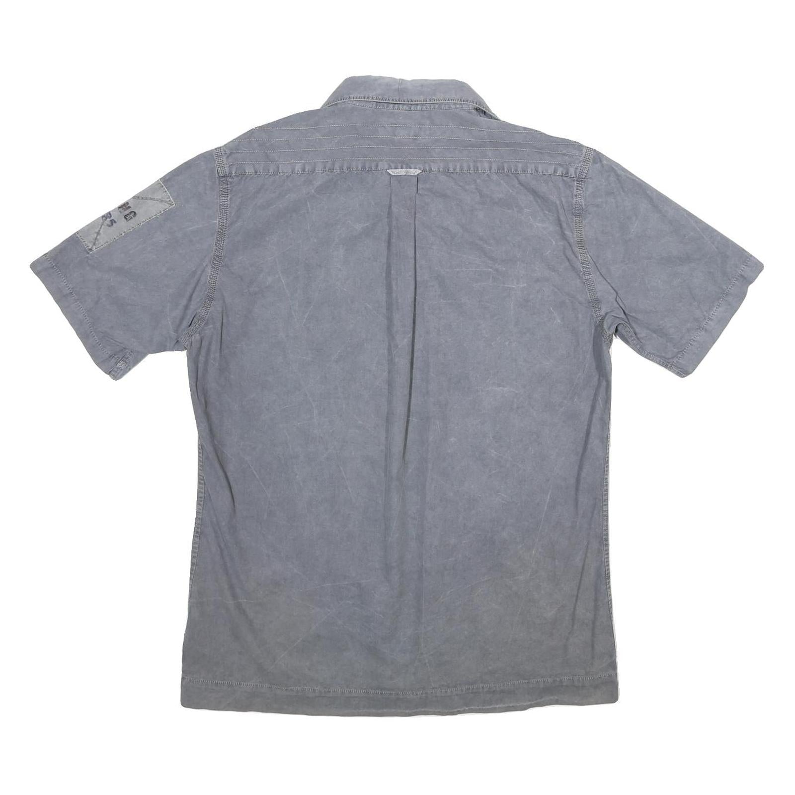 TIMBERLAND Mens Blue Shirt L Cotton Casual Short Sleeve Button Shirt