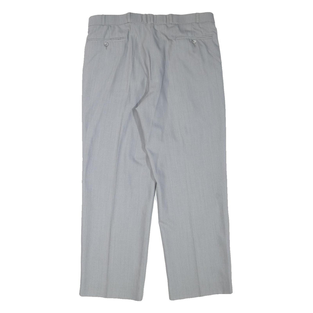 HAGMAN Mens Regular Fit Grey Wool Blend Zip Fly Trousers W35 L29 Classic Formal