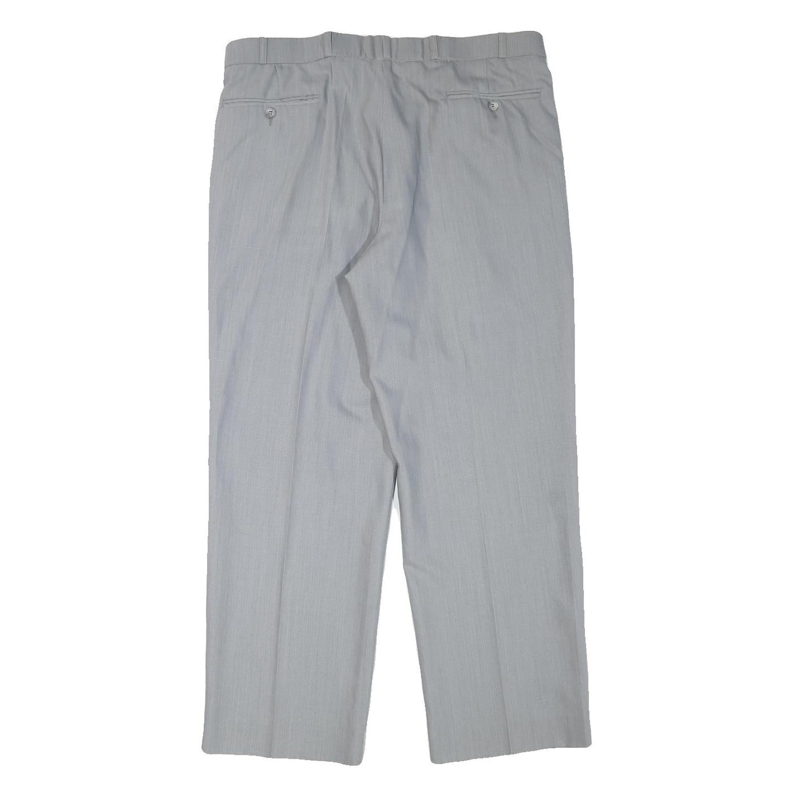 HAGMAN Mens Regular Fit Grey Wool Blend Zip Fly Trousers W35 L29 Classic Formal