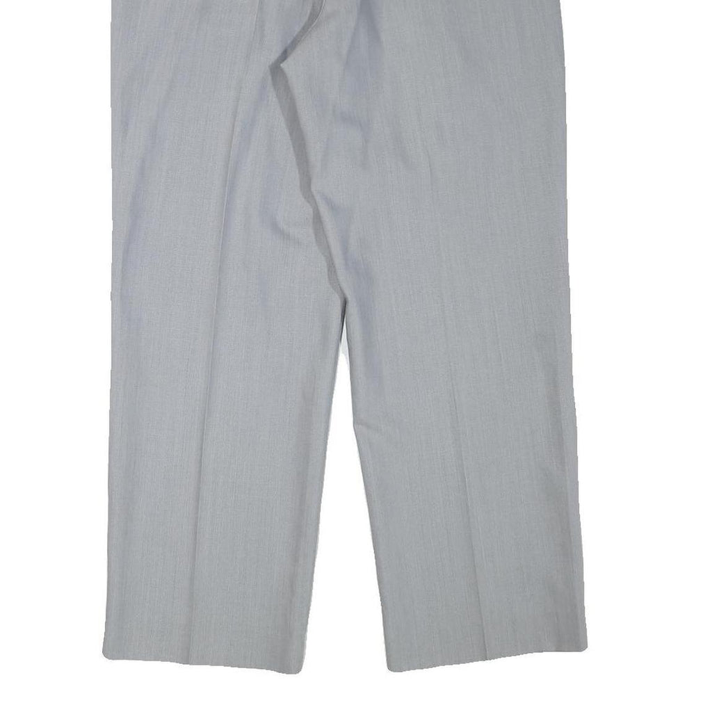 HAGMAN Mens Regular Fit Grey Wool Blend Zip Fly Trousers W35 L29 Classic Formal