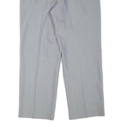 HAGMAN Mens Regular Fit Grey Wool Blend Zip Fly Trousers W35 L29 Classic Formal