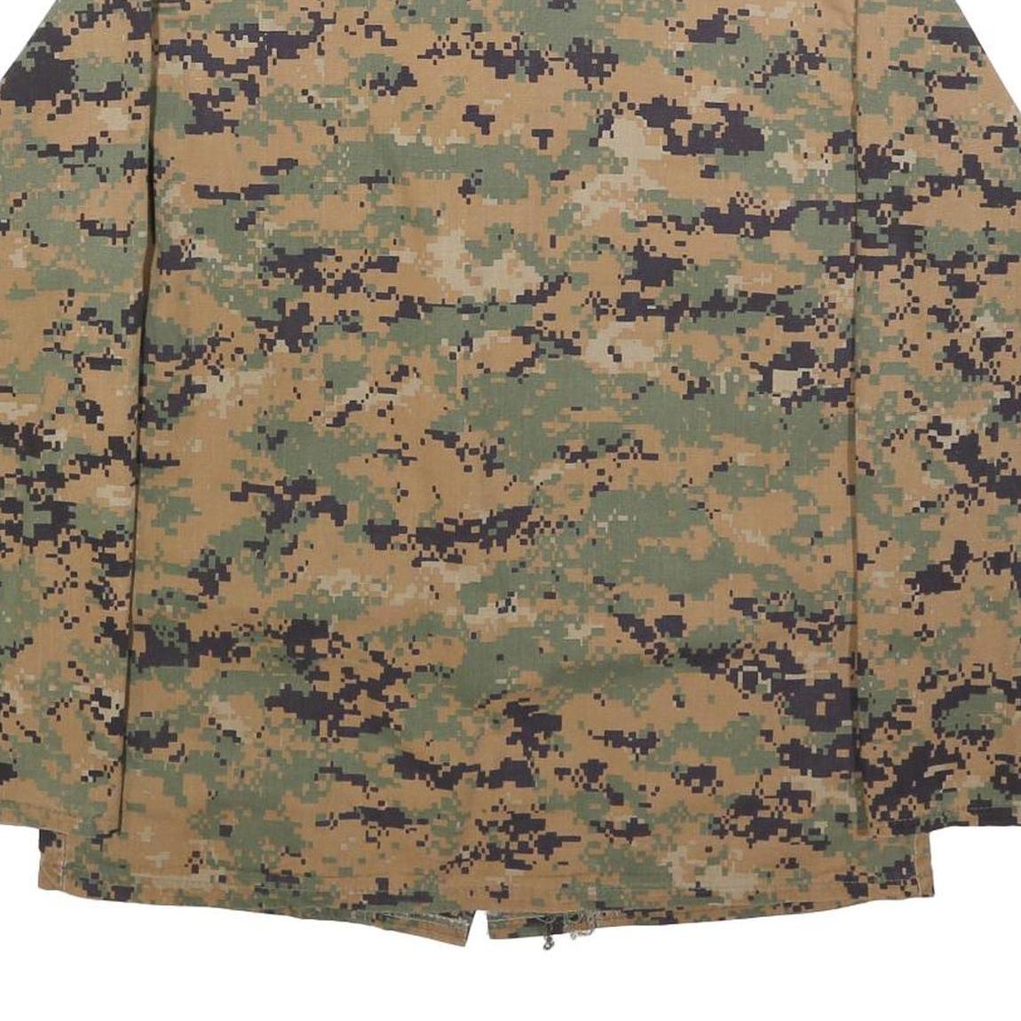 Mens Green Brown Digital Camo Military Jacket S Cotton Blend Button Plain Casual