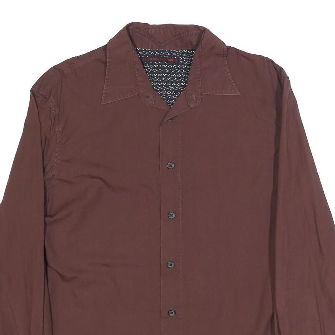 LEVI'S Mens Maroon Plain Shirt M Cotton Long Sleeve Button Closure Classic Fit