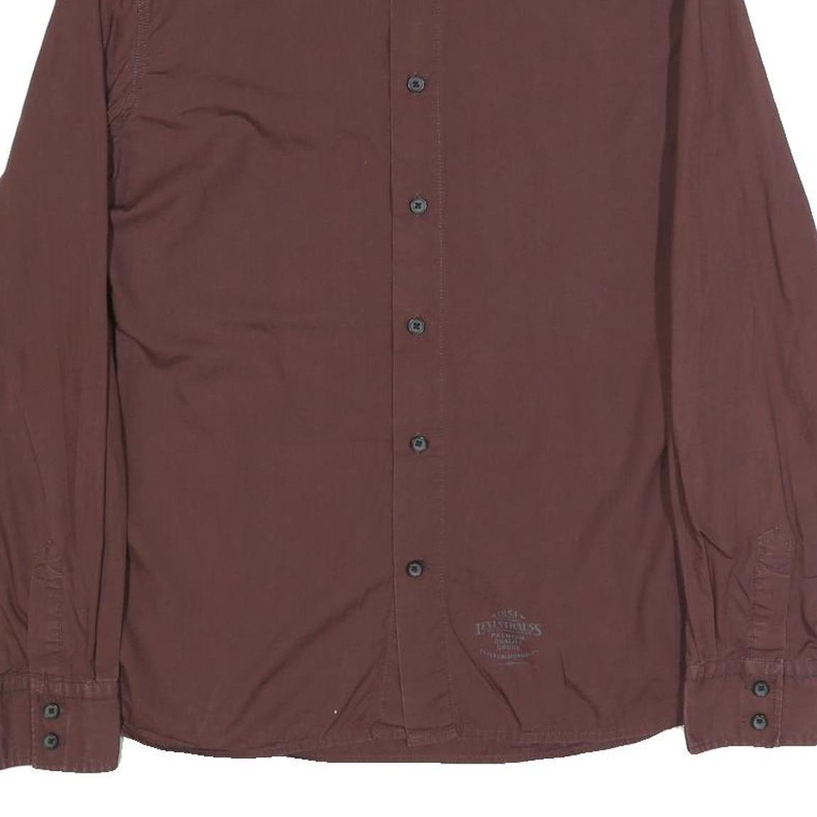 LEVI'S Mens Maroon Plain Shirt M Cotton Long Sleeve Button Closure Classic Fit