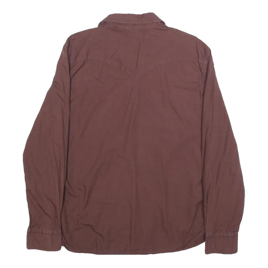 LEVI'S Mens Maroon Plain Shirt M Cotton Long Sleeve Button Closure Classic Fit
