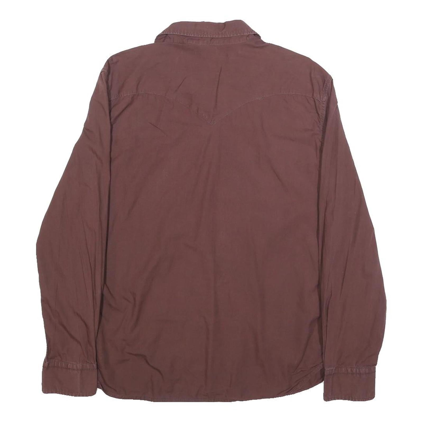 LEVI'S Mens Maroon Plain Shirt M Cotton Long Sleeve Button Closure Classic Fit