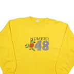 Womens Yellow Number 48 Crew Neck Sweatshirt L Cotton Blend Casual Pullover