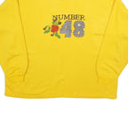 Womens Yellow Number 48 Crew Neck Sweatshirt L Cotton Blend Casual Pullover