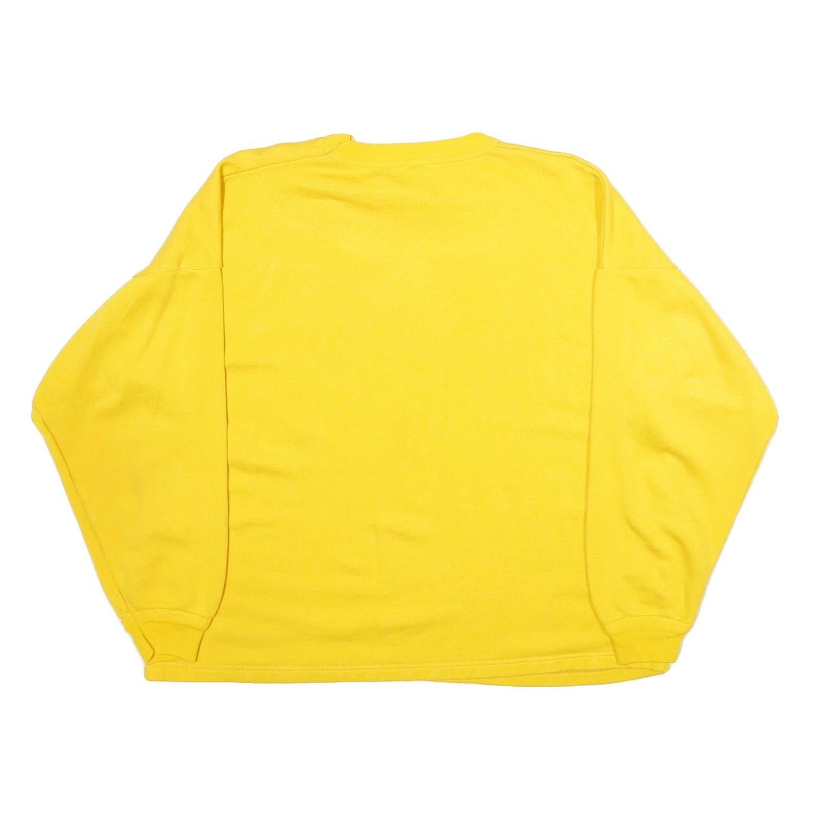 Womens Yellow Number 48 Crew Neck Sweatshirt L Cotton Blend Casual Pullover