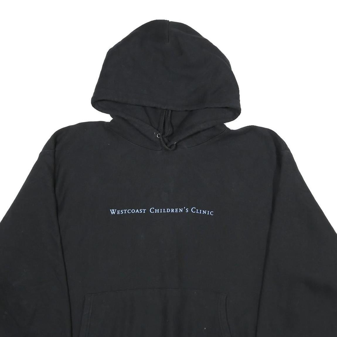 CHAMPION Mens Black Westcoast Childrens Clinic Pullover Hoodie L Cotton Blend