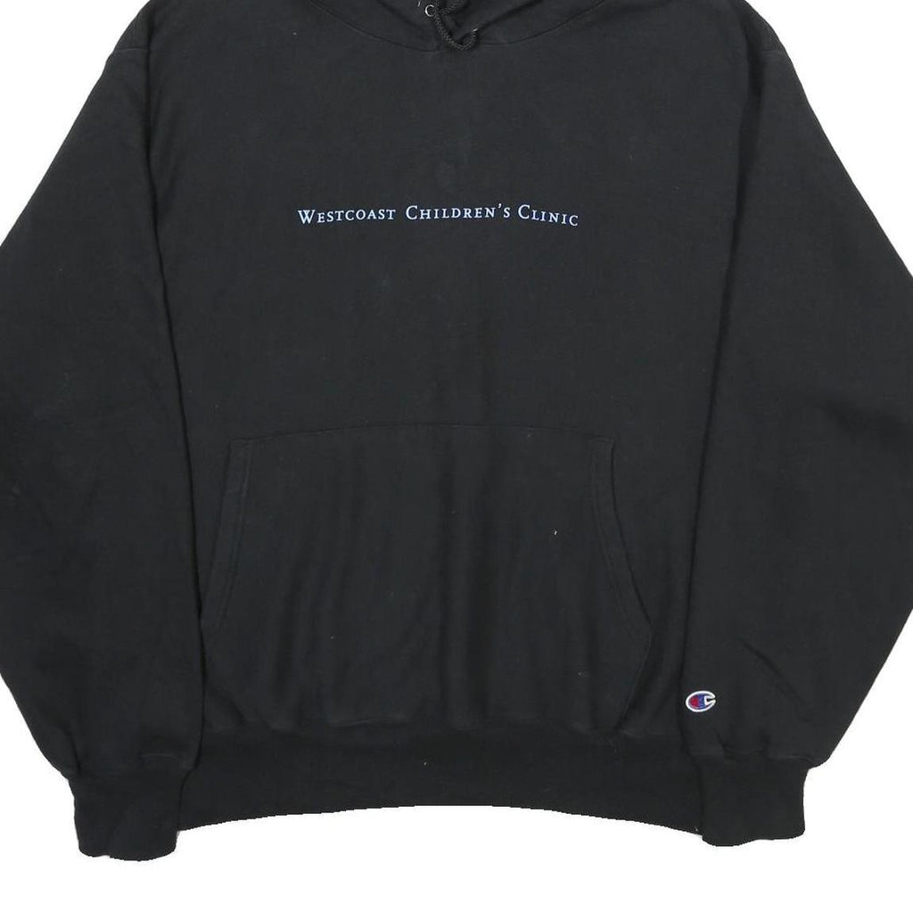 CHAMPION Mens Black Westcoast Childrens Clinic Pullover Hoodie L Cotton Blend