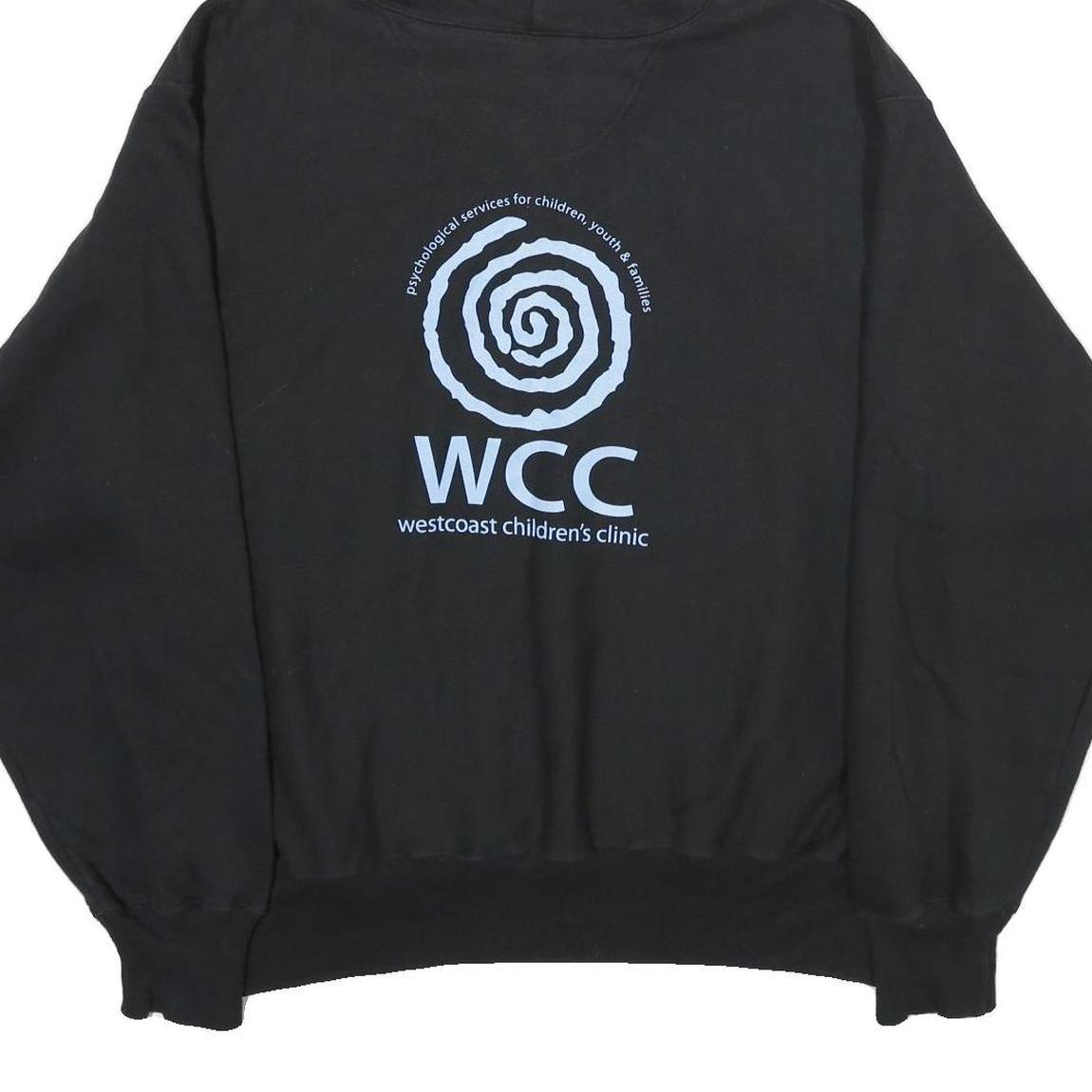 CHAMPION Mens Black Westcoast Childrens Clinic Pullover Hoodie L Cotton Blend