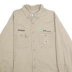 CARHARTT Mens Beige Work Shirt XL Cotton Blend Button-Down Long Sleeve Utility