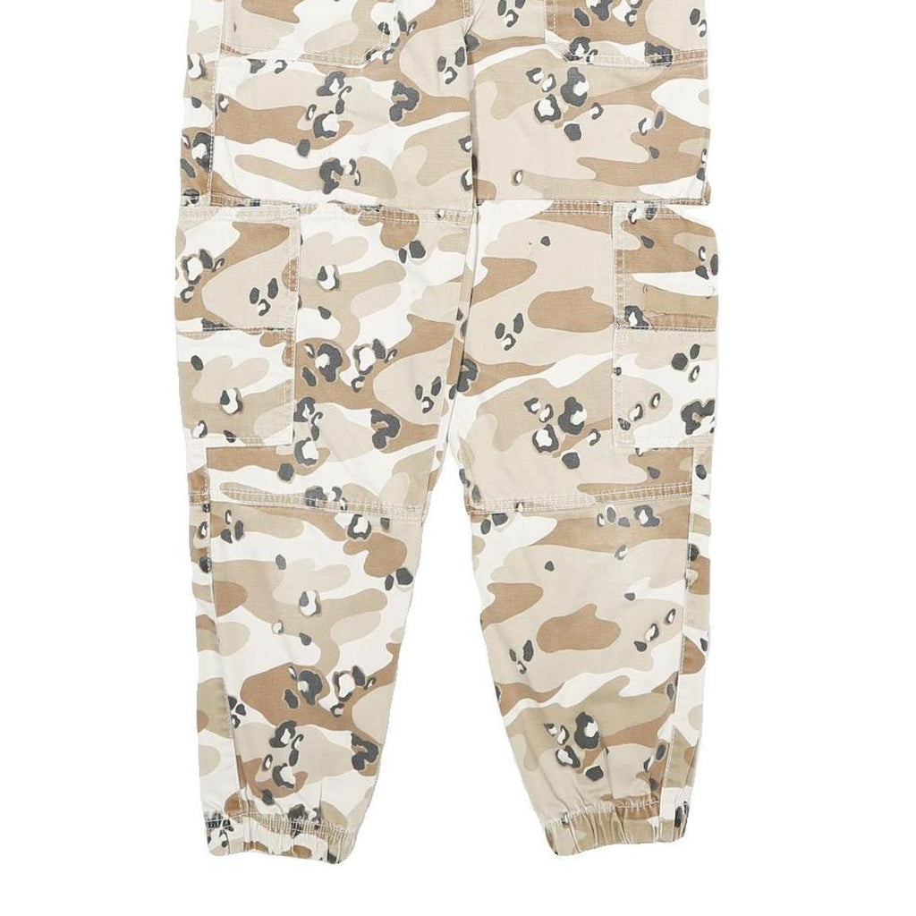 Cotton Blend Womens Beige Cargo Regular Fit Zip Trousers W24 L26 Camouflage