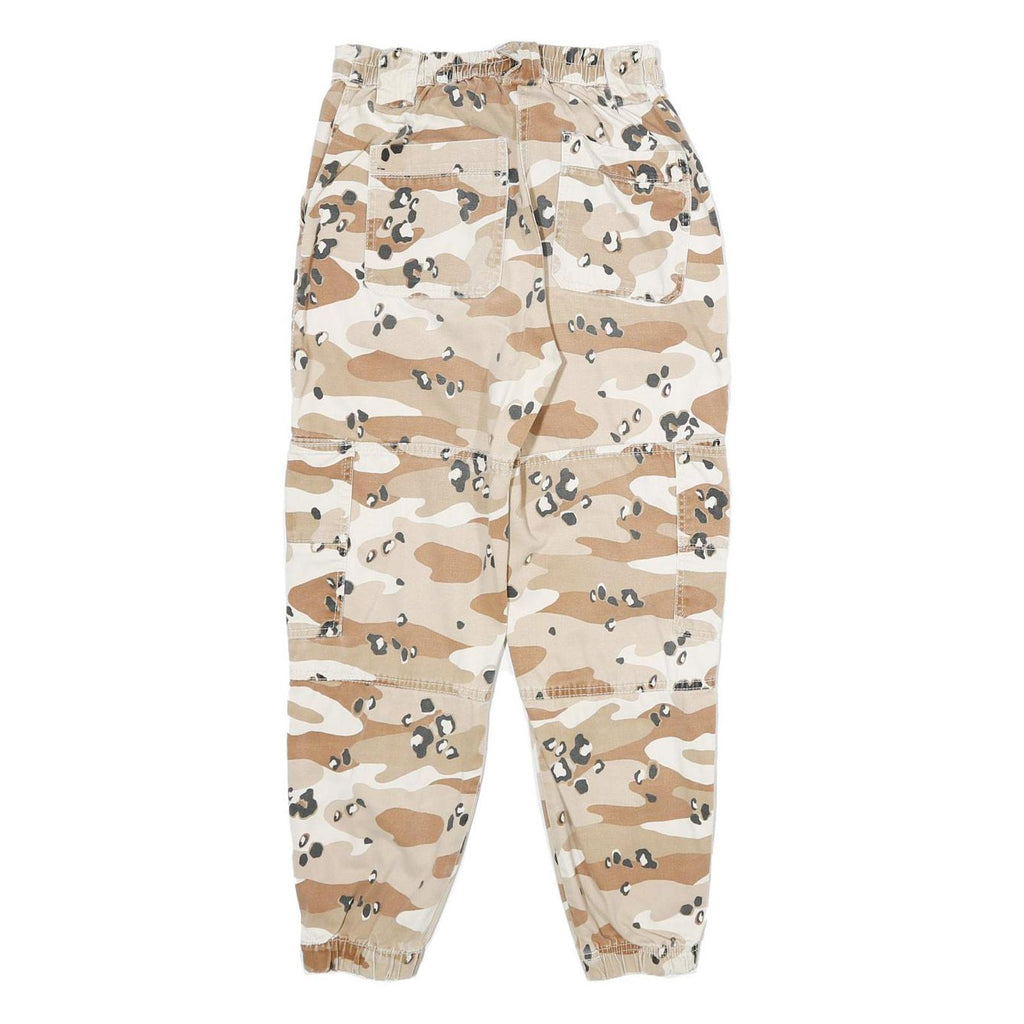 Cotton Blend Womens Beige Cargo Regular Fit Zip Trousers W24 L26 Camouflage