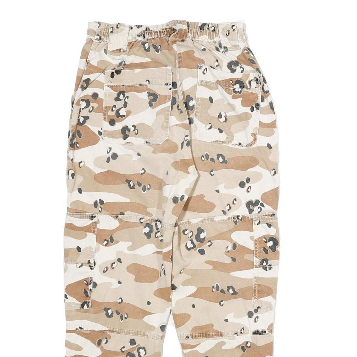 Cotton Blend Womens Beige Cargo Regular Fit Zip Trousers W24 L26 Camouflage