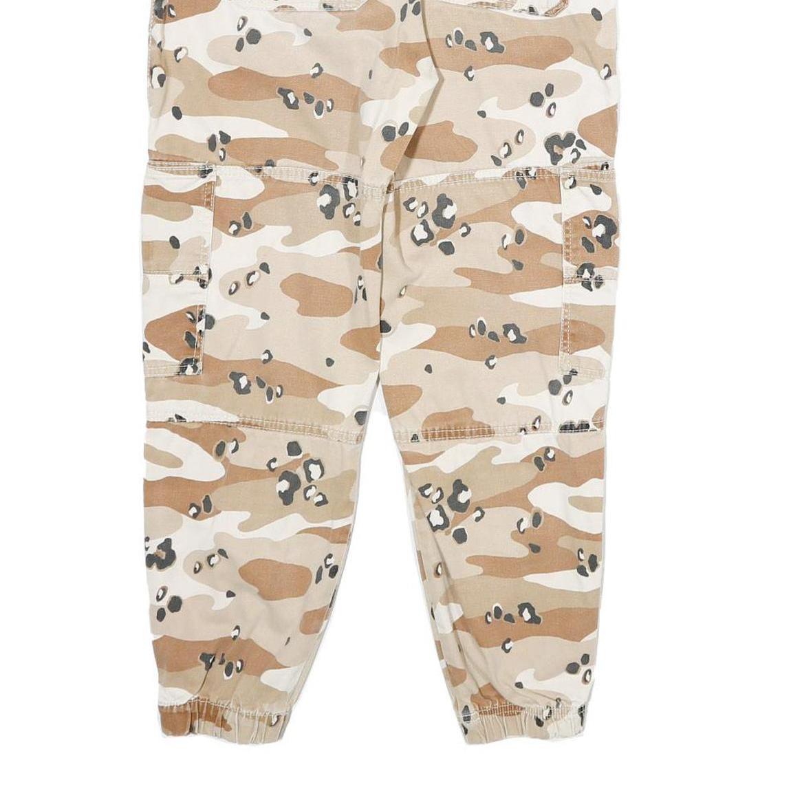 Cotton Blend Womens Beige Cargo Regular Fit Zip Trousers W24 L26 Camouflage