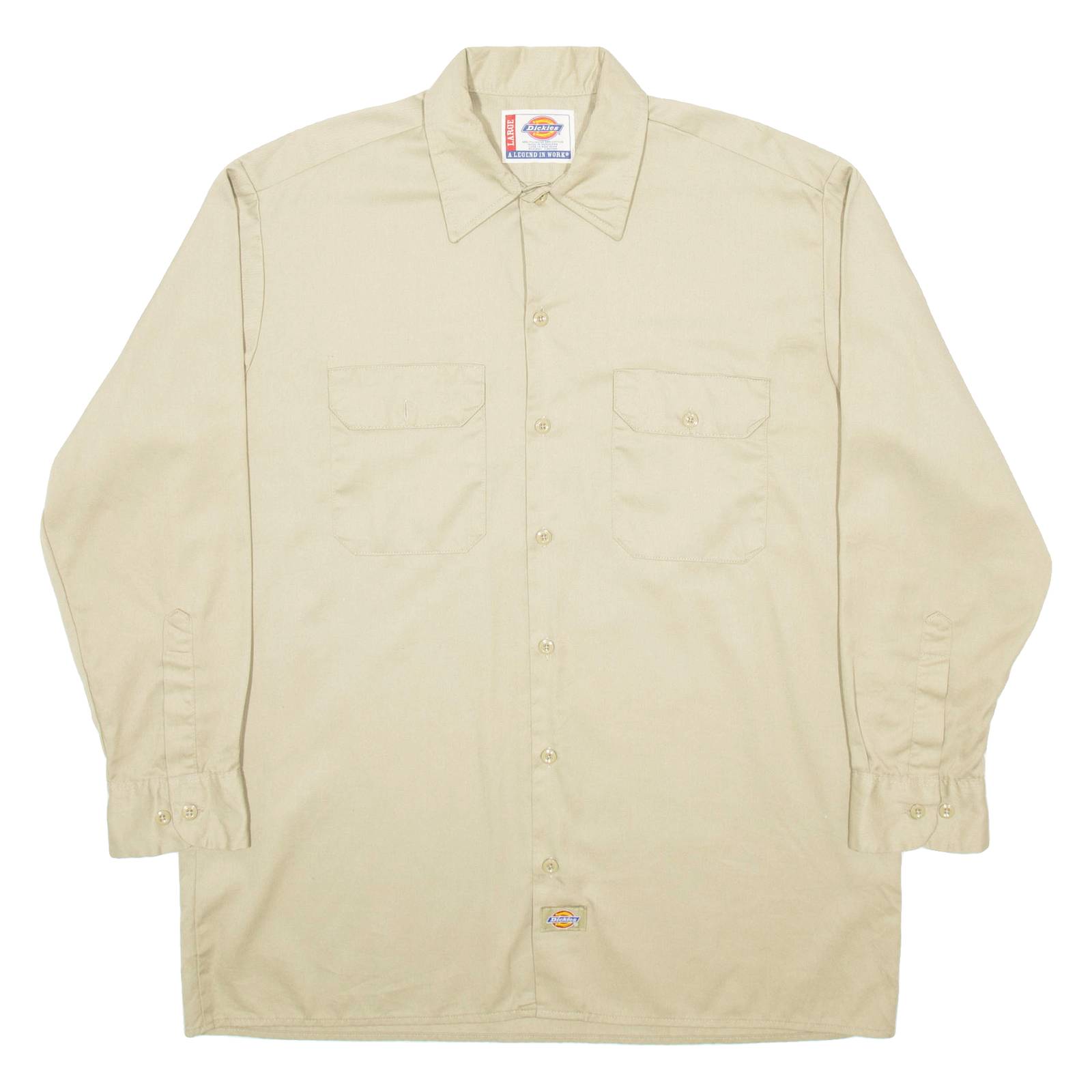 DICKIES Workwear Mens Plain Shirt Brown Long Sleeve L
