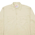 DICKIES Workwear Mens Plain Shirt Brown Long Sleeve L