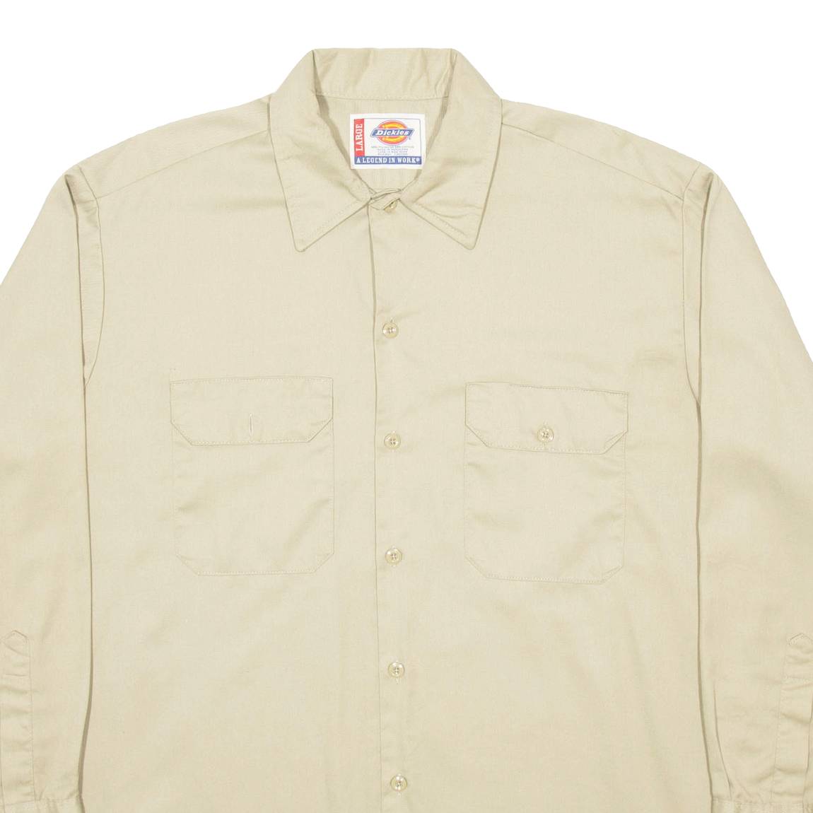 DICKIES Workwear Mens Plain Shirt Brown Long Sleeve L