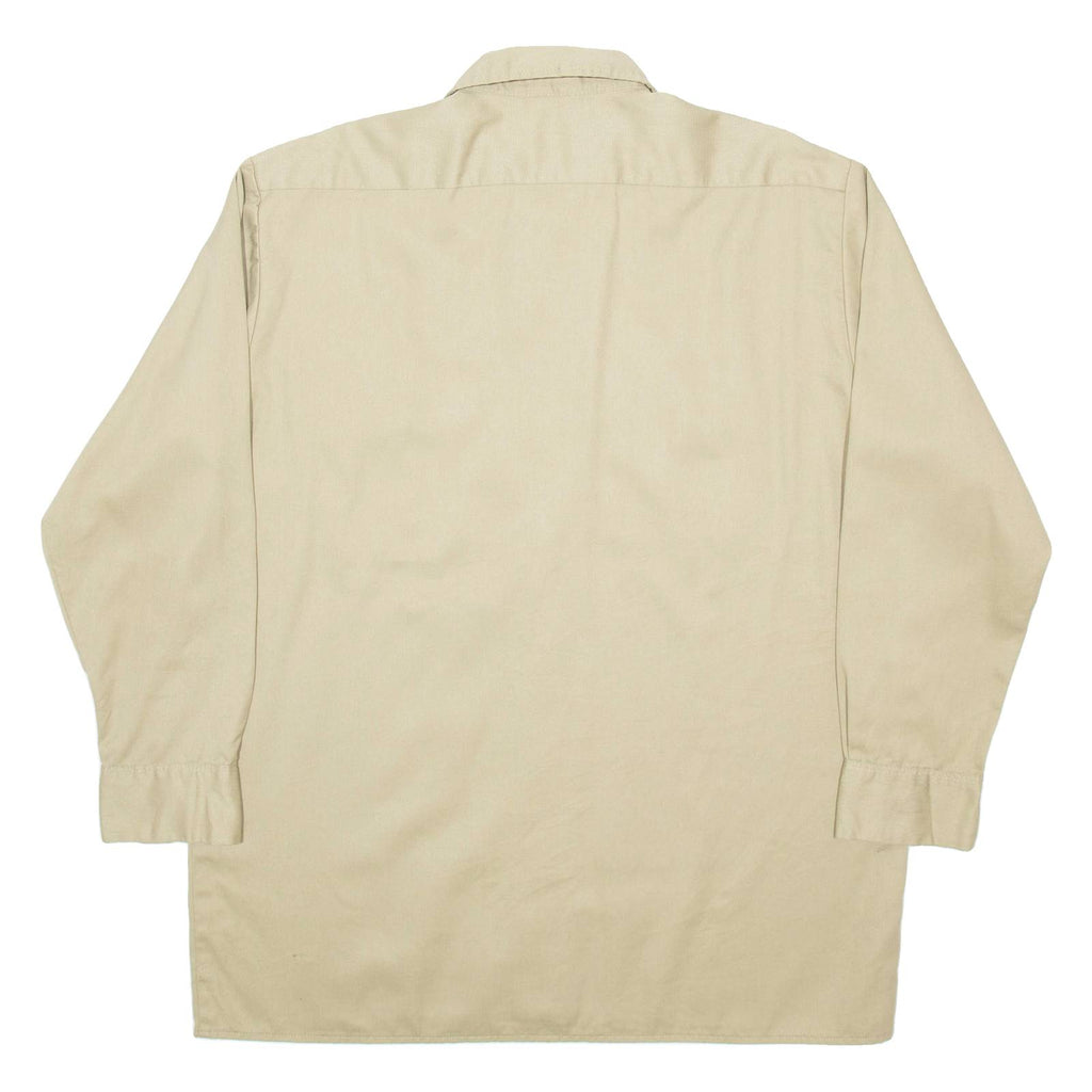 DICKIES Workwear Mens Plain Shirt Brown Long Sleeve L