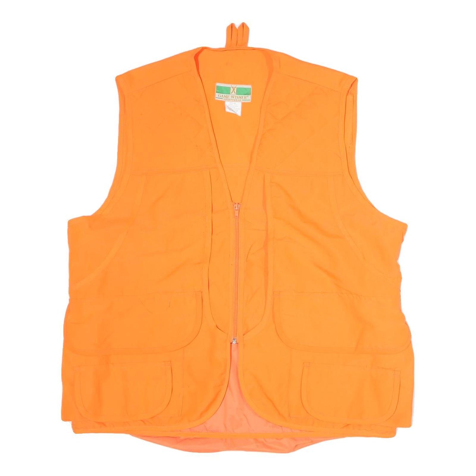 GAME WINNER Mens Orange Polyester Zip Up Outdoor Jacket L Sleeveless Vest