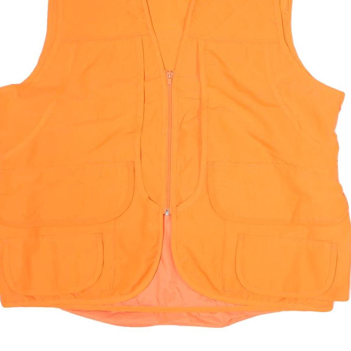 GAME WINNER Mens Orange Polyester Zip Up Outdoor Jacket L Sleeveless Vest