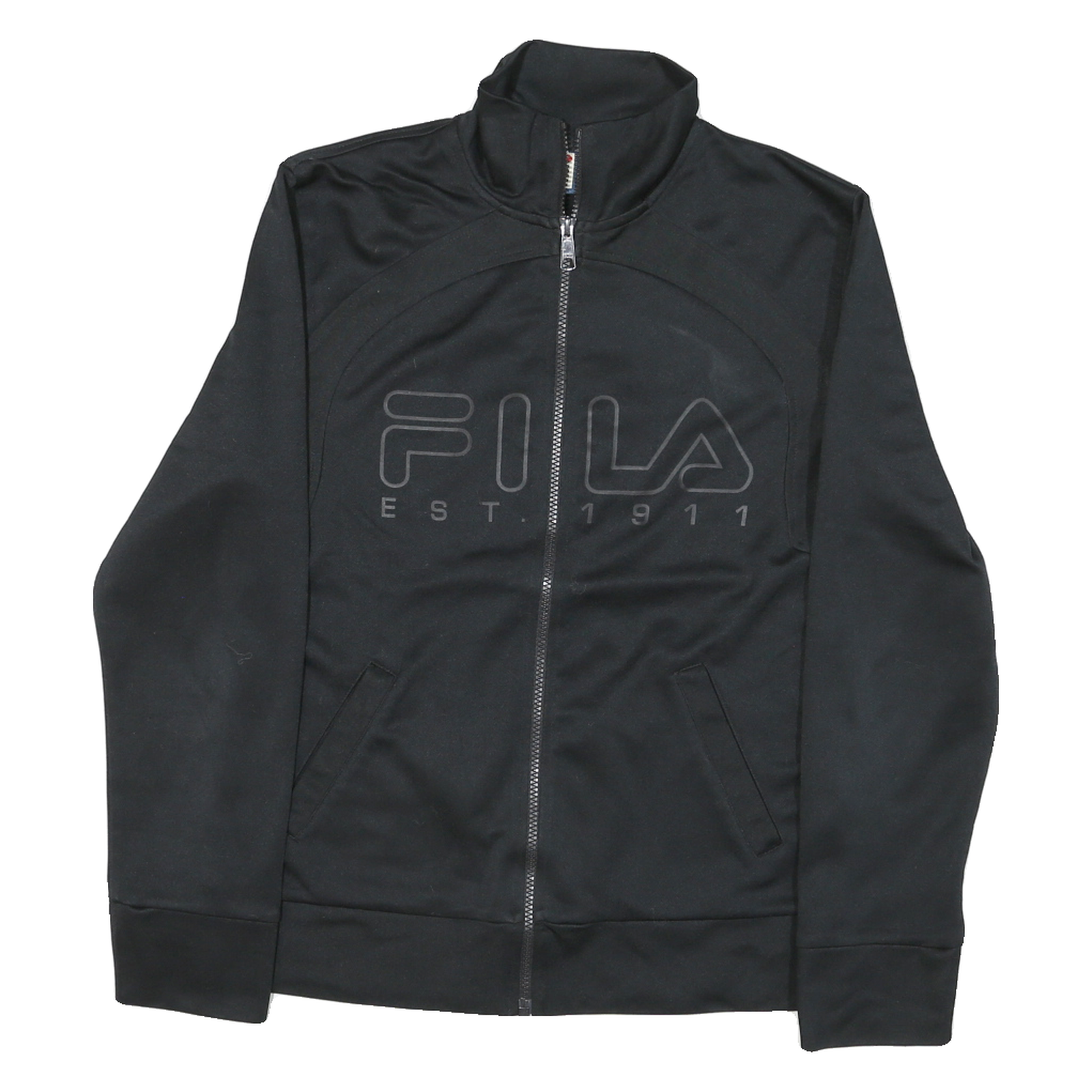 FILA Mens Black Zip Jacket S Polyester Blend Plain Lightweight Sportswear