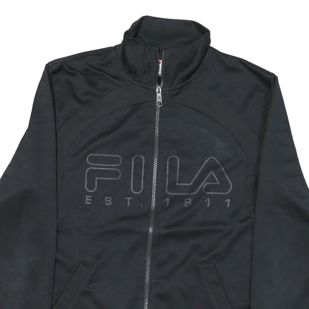 FILA Mens Black Zip Jacket S Polyester Blend Plain Lightweight Sportswear