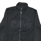 FILA Mens Black Zip Jacket S Polyester Blend Plain Lightweight Sportswear