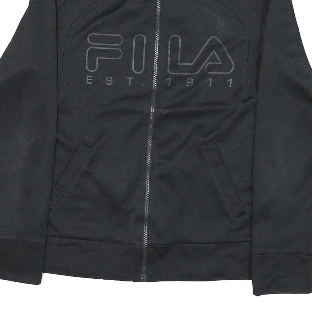 FILA Mens Black Zip Jacket S Polyester Blend Plain Lightweight Sportswear