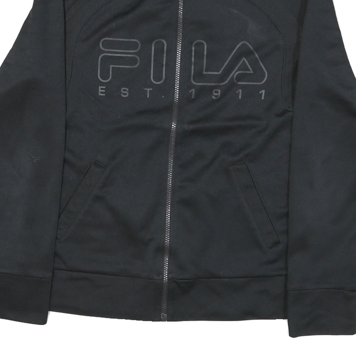 FILA Mens Black Zip Jacket S Polyester Blend Plain Lightweight Sportswear