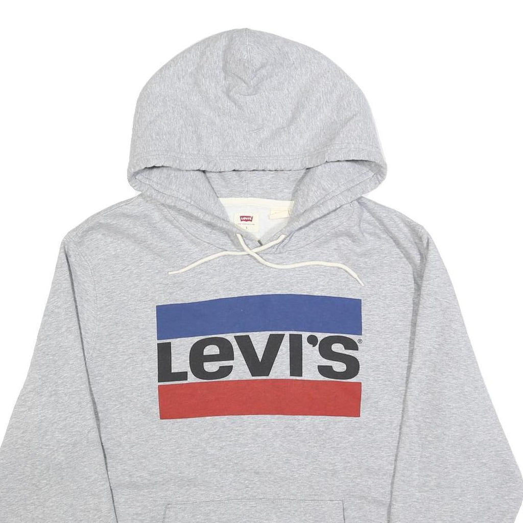 LEVI'S Mens Grey Pullover Hoodie S Cotton Blend Casual Drawstring Hooded
