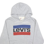 LEVI'S Mens Grey Pullover Hoodie S Cotton Blend Casual Drawstring Hooded