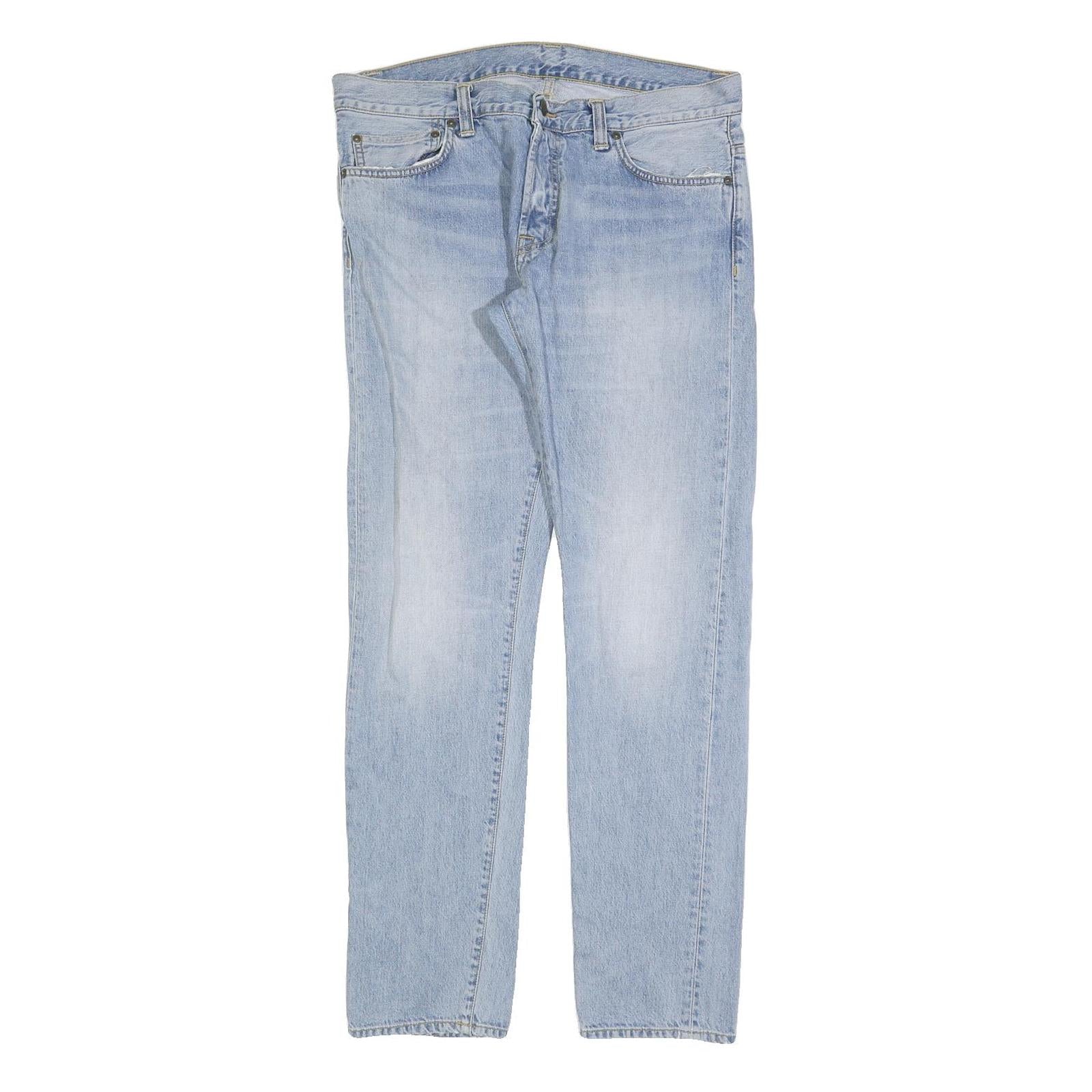CARHARTT Mens Jeans Blue Regular Straight Denim Light W32 L32 Classic Fit Zip
